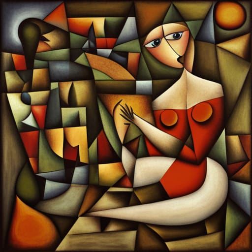 Abstract Woman with Animals, Klee Style