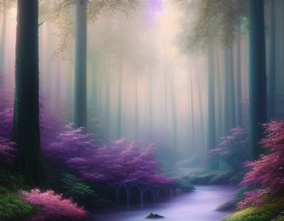 Enchanted Crystal Forest with Unicorns and Fairies