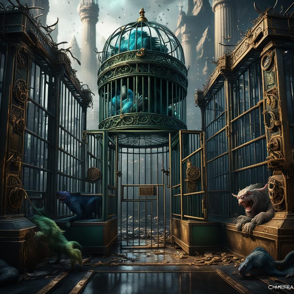 Chimera in Government Cages: Detailed Matte Painting