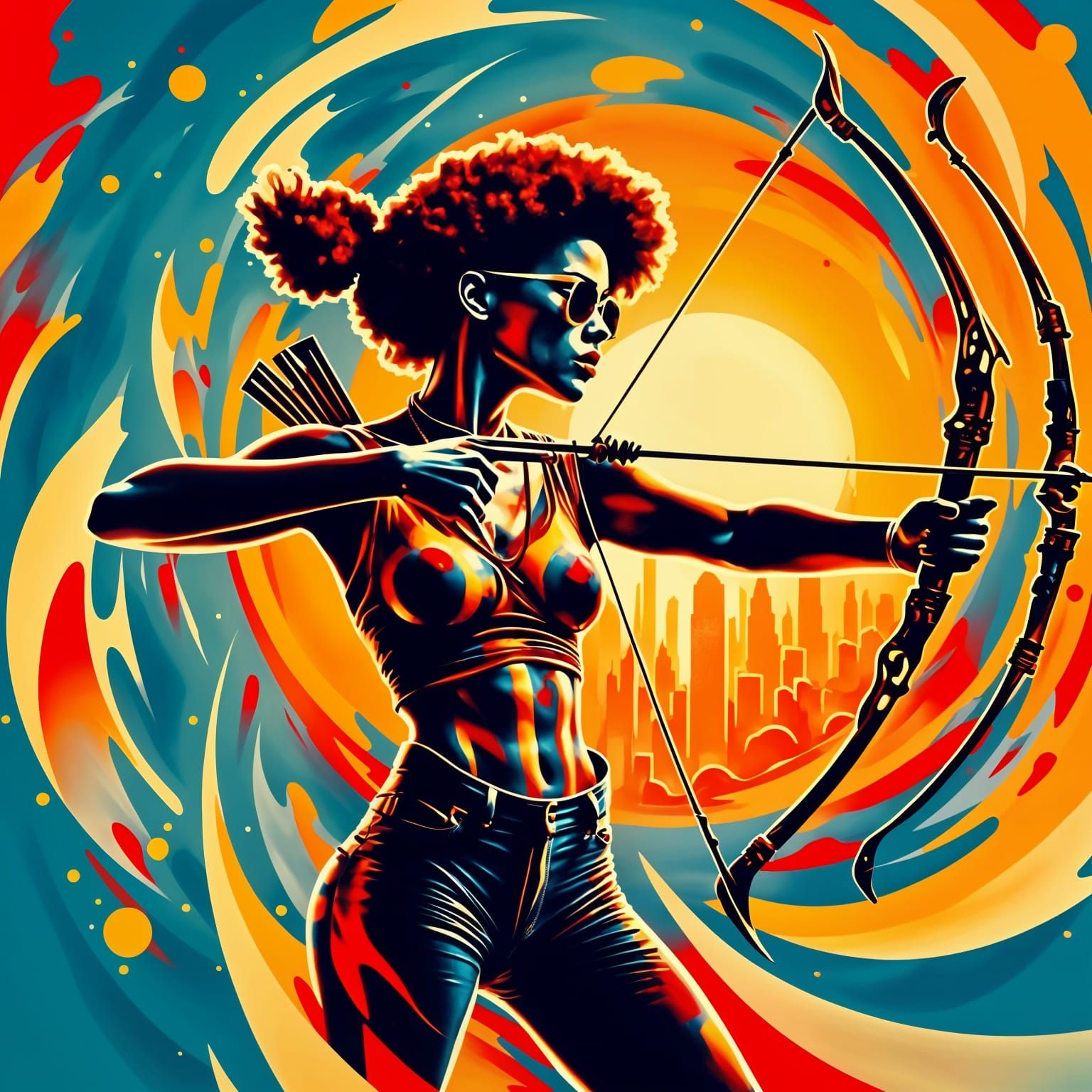 Vibrant Pop Art Scene with Triadic Colors and Geometric Shap...