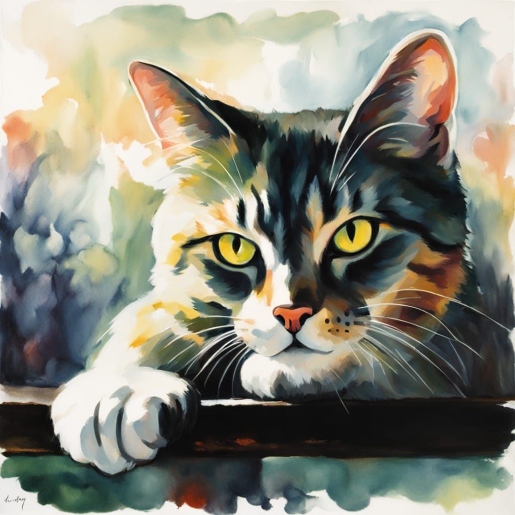 Tonalist Cat Chasing Laser Pointer in Twilight