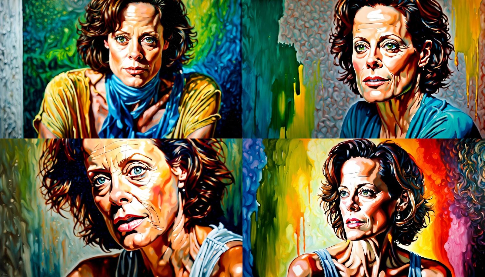 Hyperrealistic Portrait of Sigourney Weaver in Acrylic