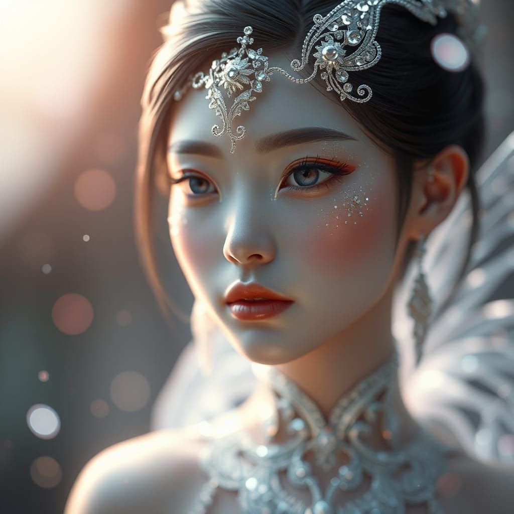 Ethereal Chinese Fairy of Silvery Light in 8K
