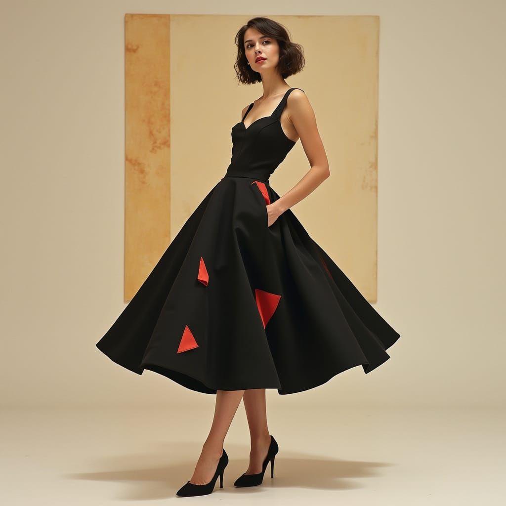 Bauhaus-Inspired Art Student in Geometric Dress