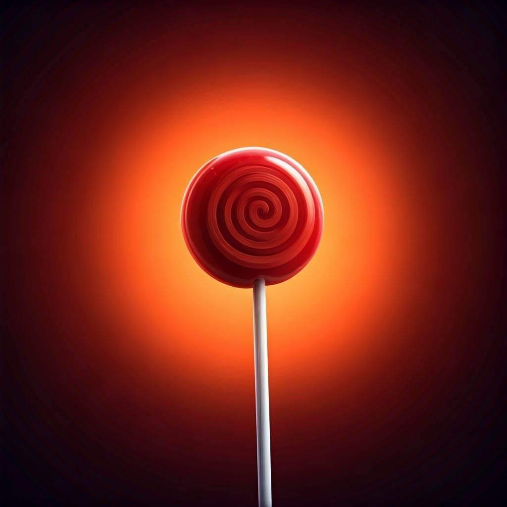 Vibrant Cherry Lollipop in Whimsical 3D Digital Art