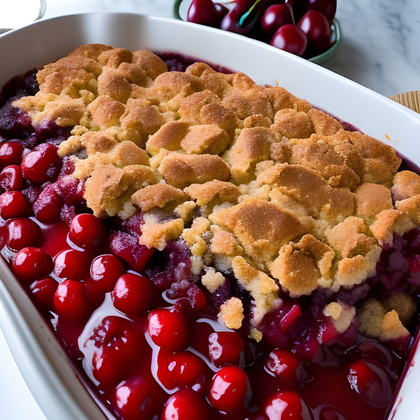 Delicious Cherry Cobbler Dessert Still Life