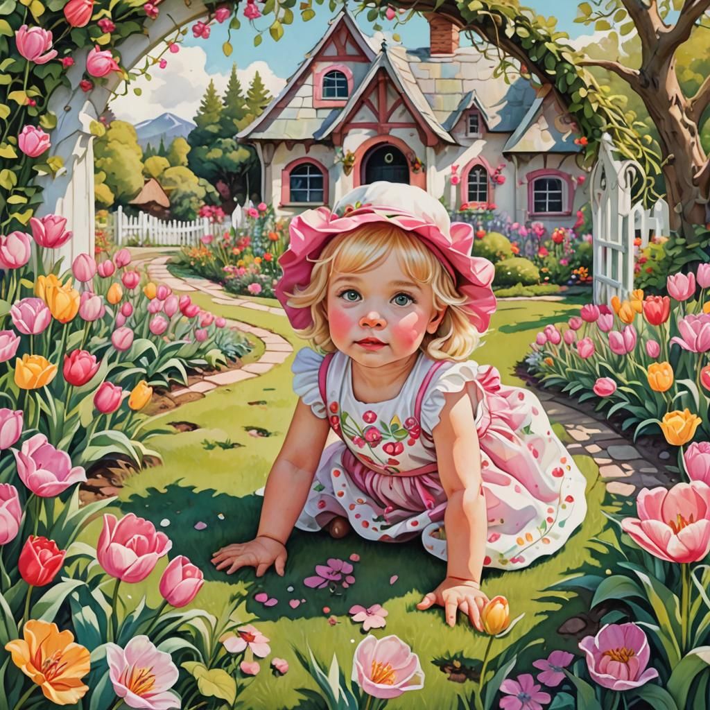 Flower Child in a Candyland Garden