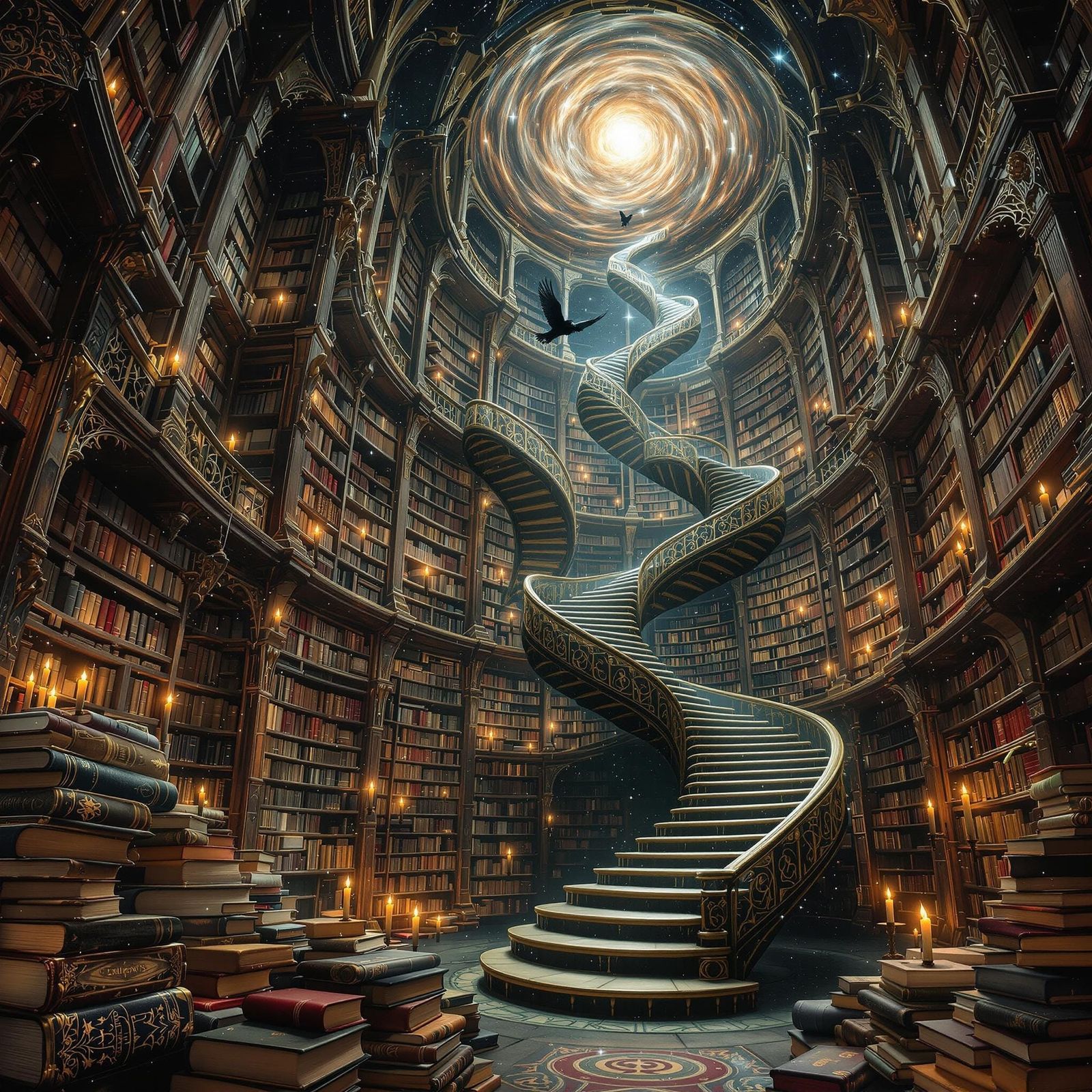Mysterious Library Ascends into Celestial Realms