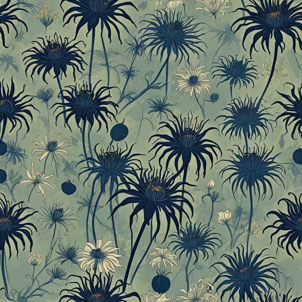 Surreal Industrial Gothic Scene in Retro Lithographic Style