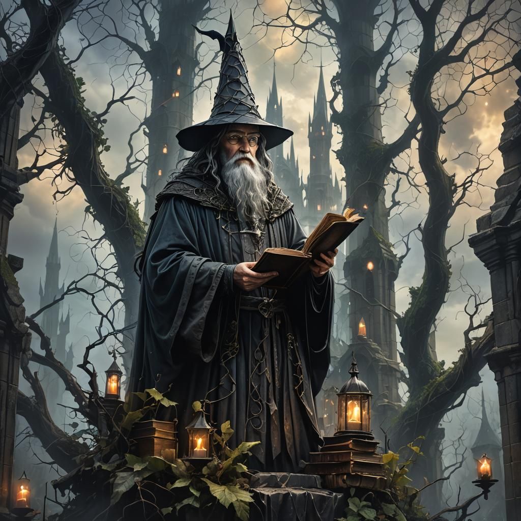 Brooding Wizard in Gothic Fantasy Art