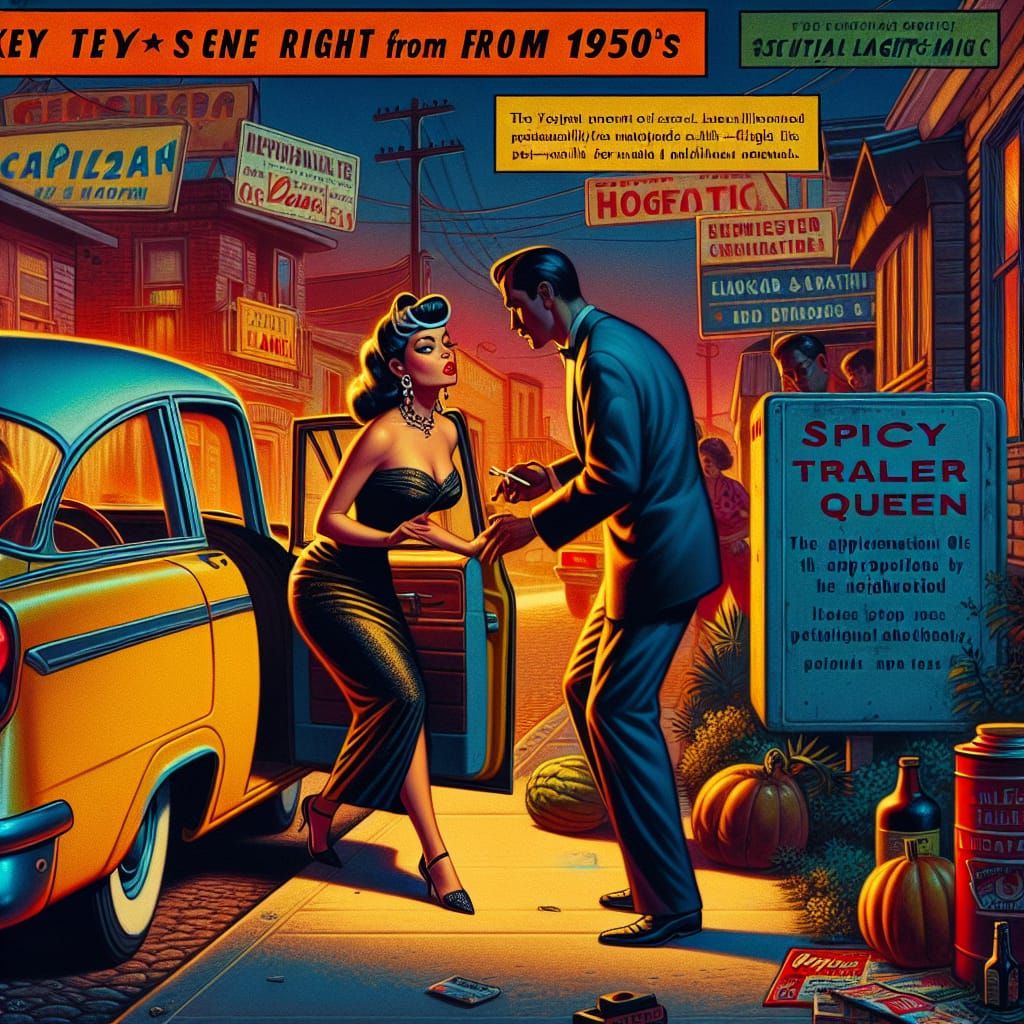 1950s Noir: Latina and Drunk Boyfriend, Comic Book Style