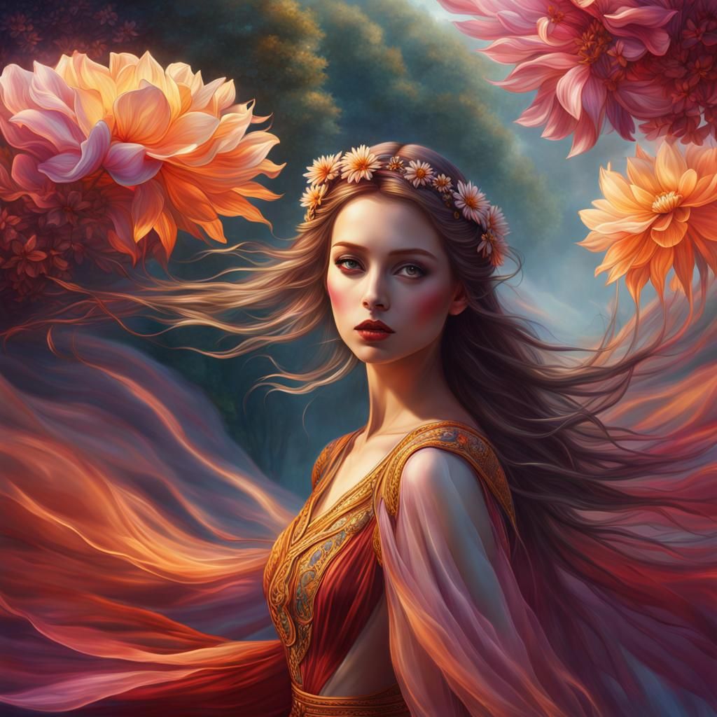 Glowing Flower and Fairy in Fantasy Art Style