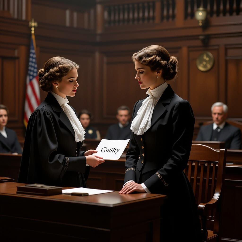 Somber Wife's Guilty Plea in Courtroom Scene