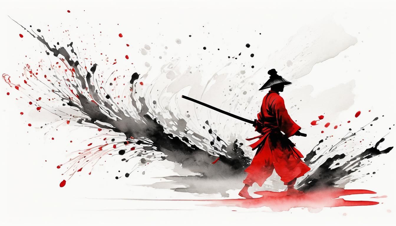 Elegant Brushstroke Art in Minimalist Two-Colour Aesthetic