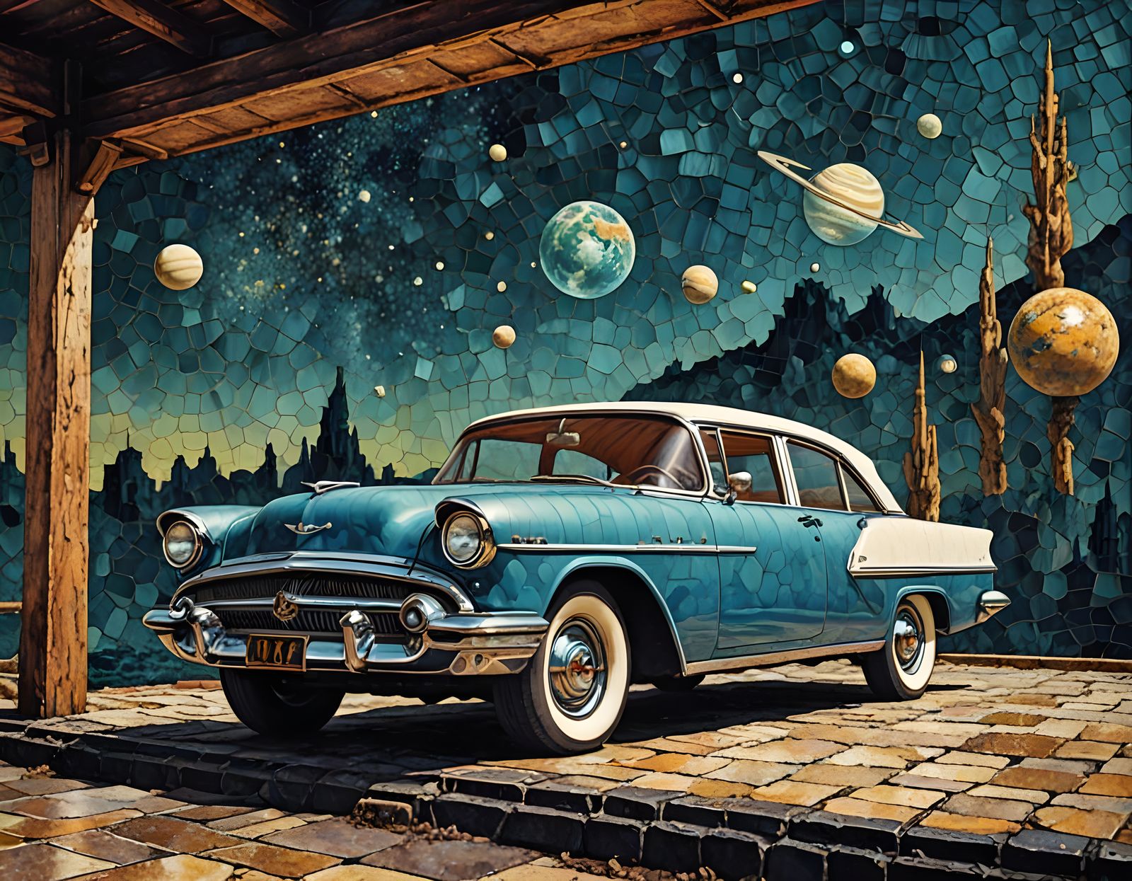 Venus Reimagined in Old Encaustic Oil Painting Style