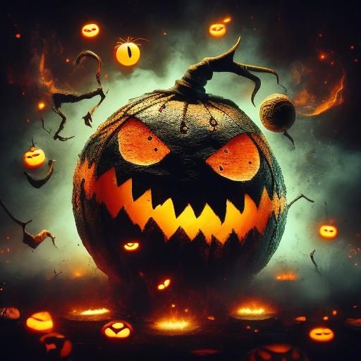 Halloween-Themed Orange Character in Spooky Aesthetic