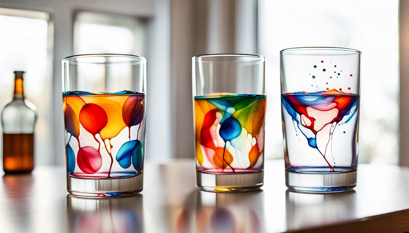 Glass Painting of Side-by-Side Art Drawings