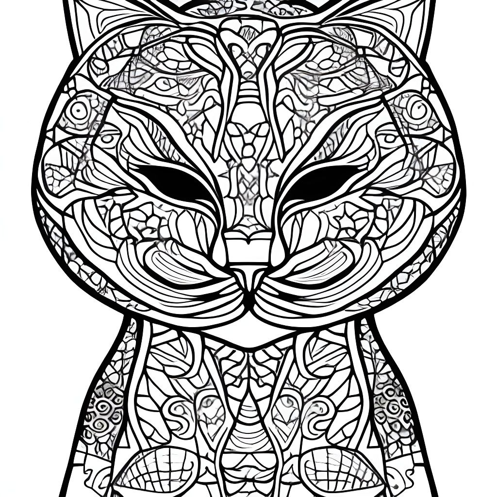 Simple Cat Lineart for Coloring Book