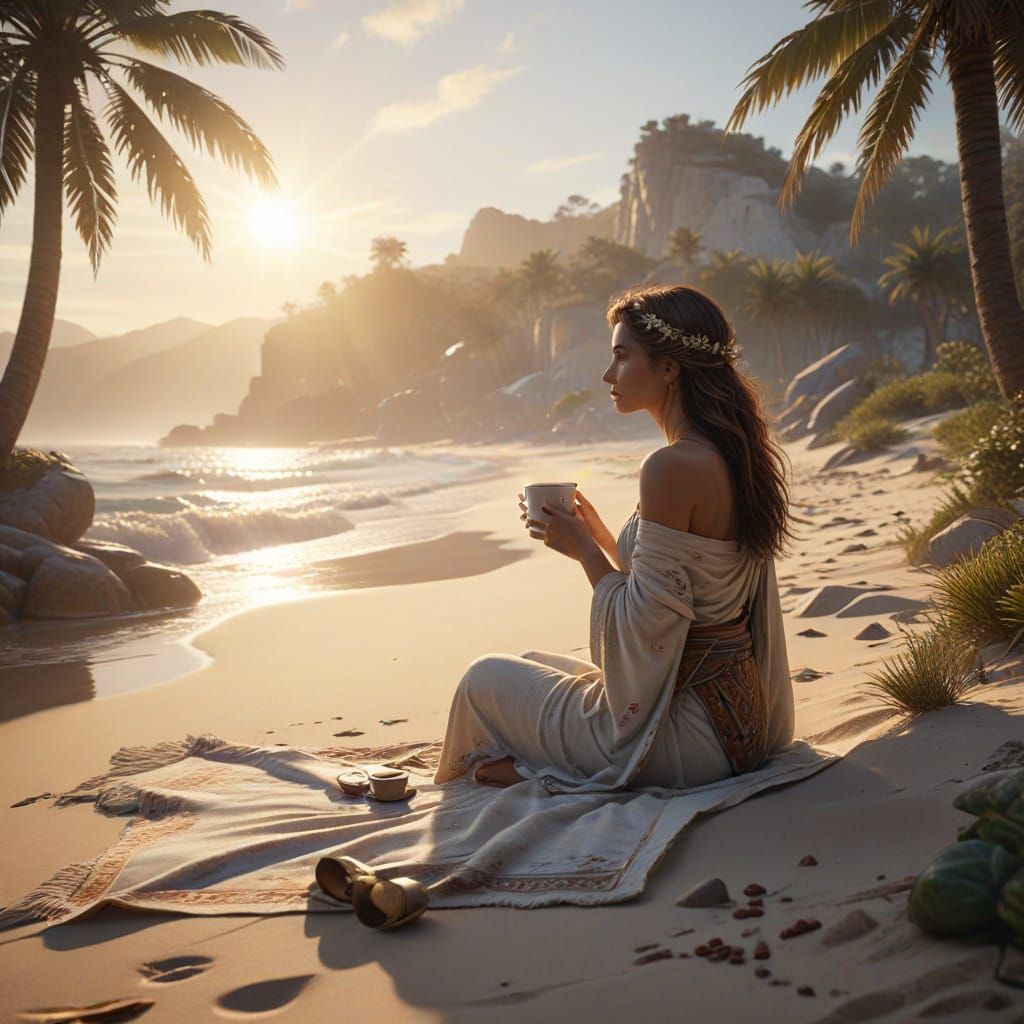 Serene Morning on the Idyllic Beach