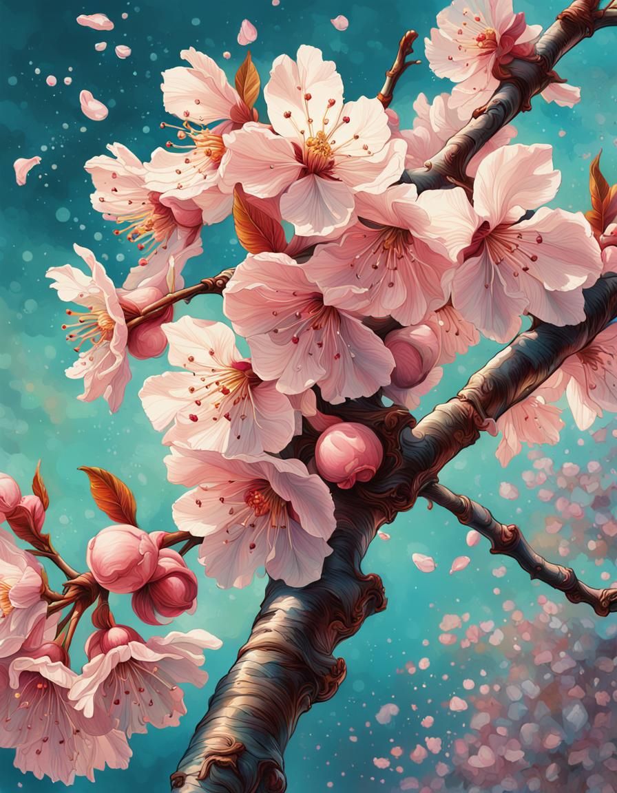 Victorian Cherry Blossom Botanical Print