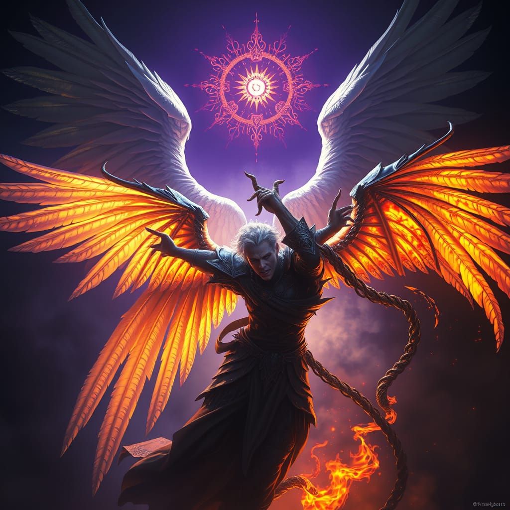 Angel Versus Devil in a Dark, Gothic Realm