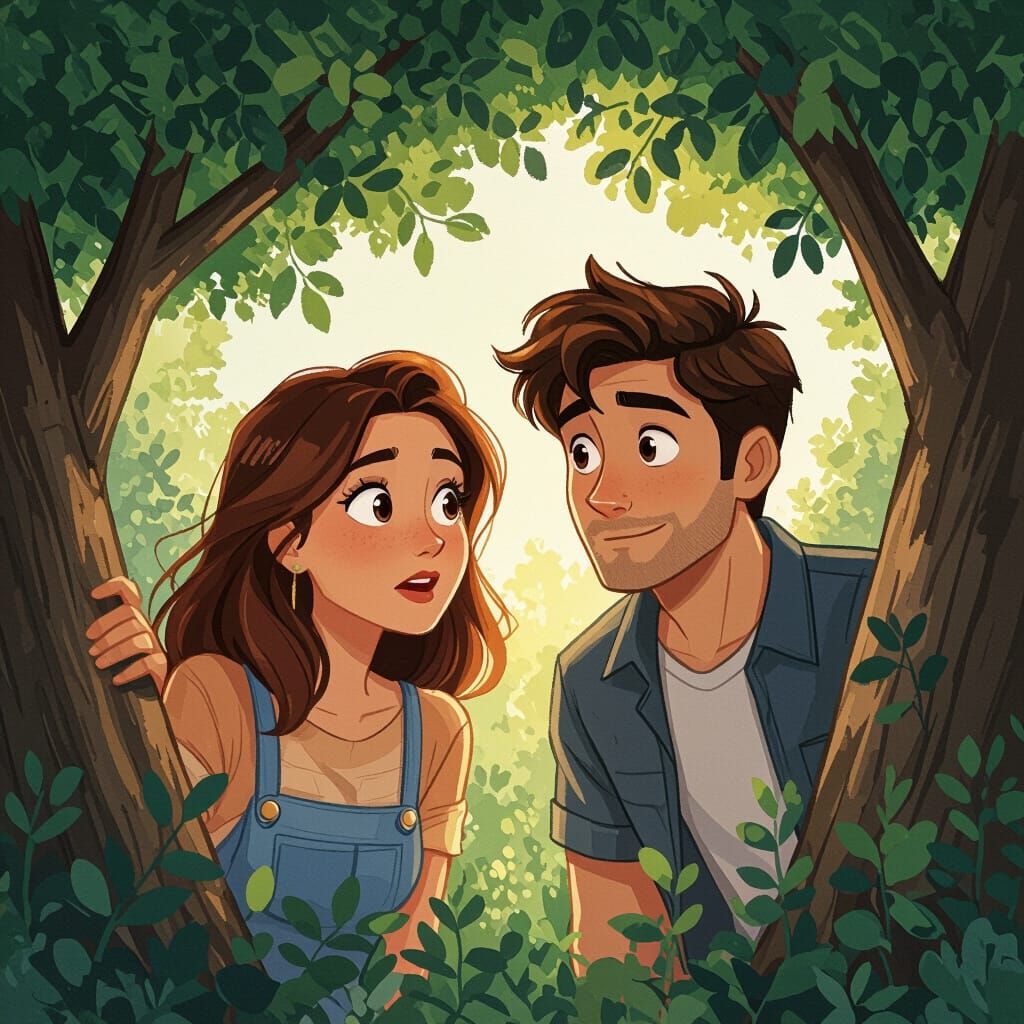 Alma and Karlo Spying, Art Inspired by Loish