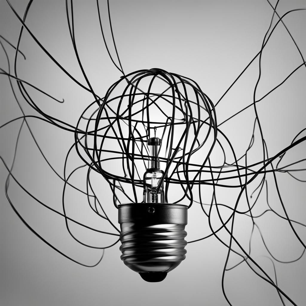 Abstract Wire Lightbulb in Black and White