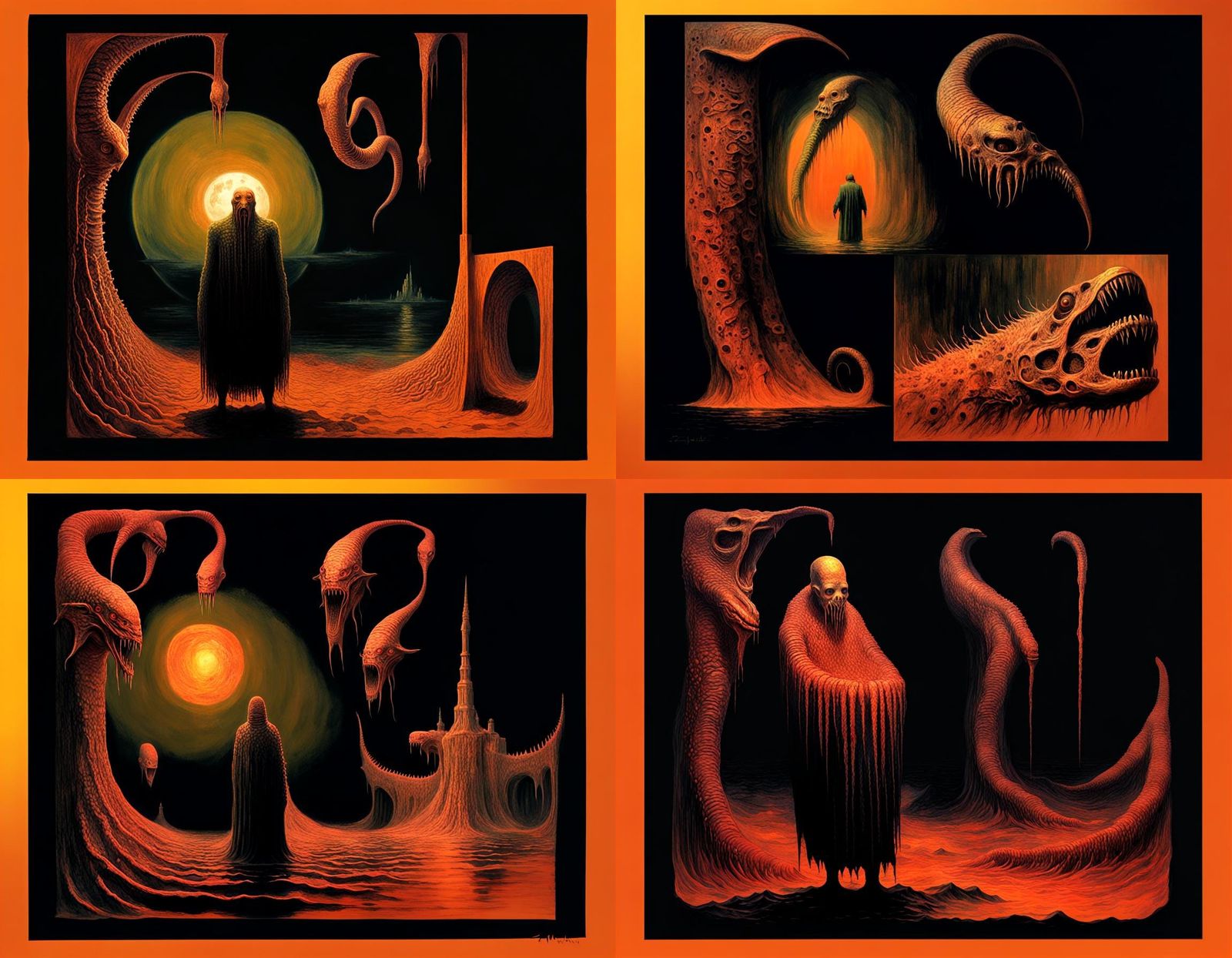 Eldritch God of Lampreys in Horror Style