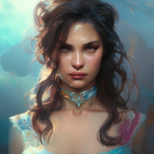 Detailed Portrait of Caymanian Woman in Fantasy Art Style