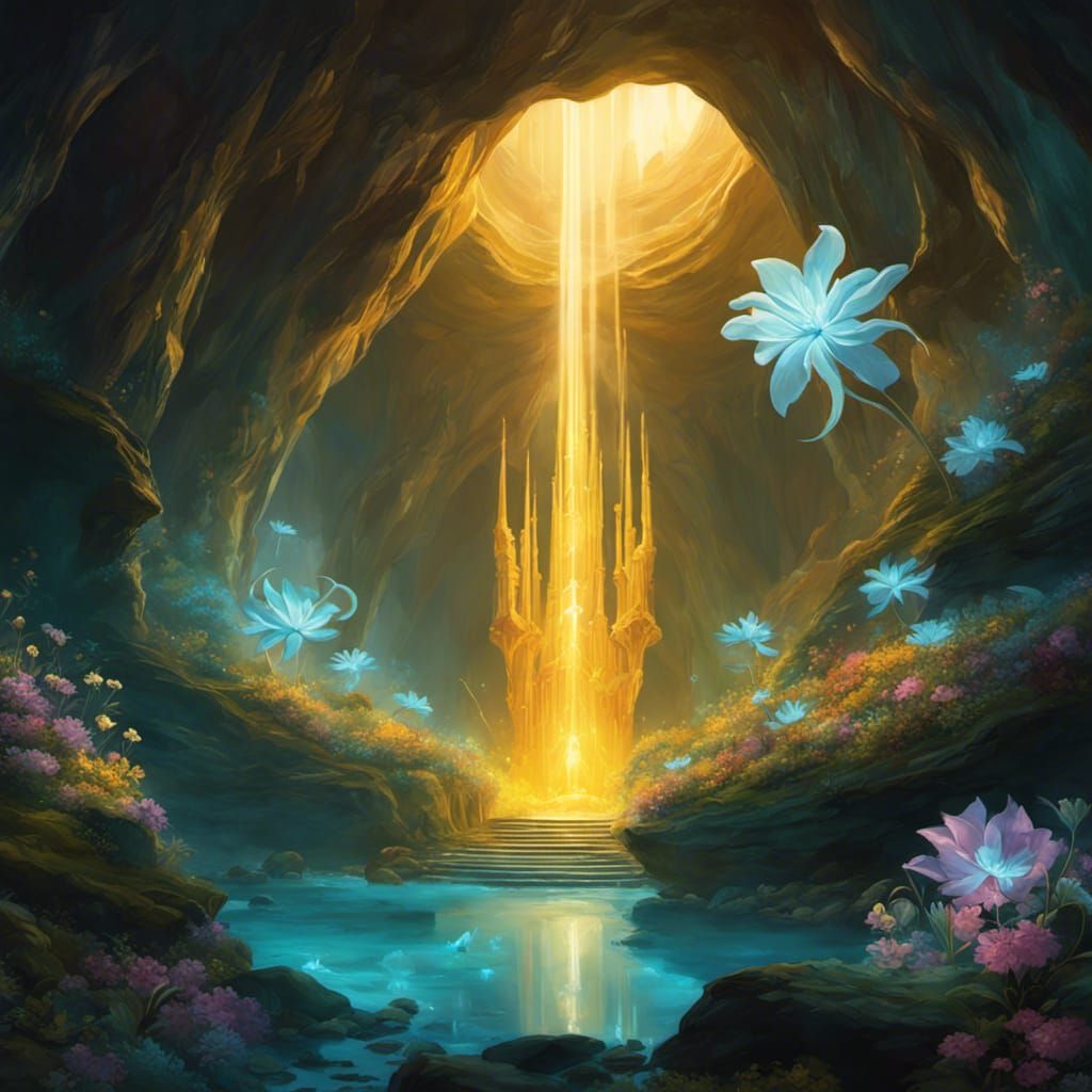 Bioluminescent Cavern: A Fantasy Concept Art Masterpiece