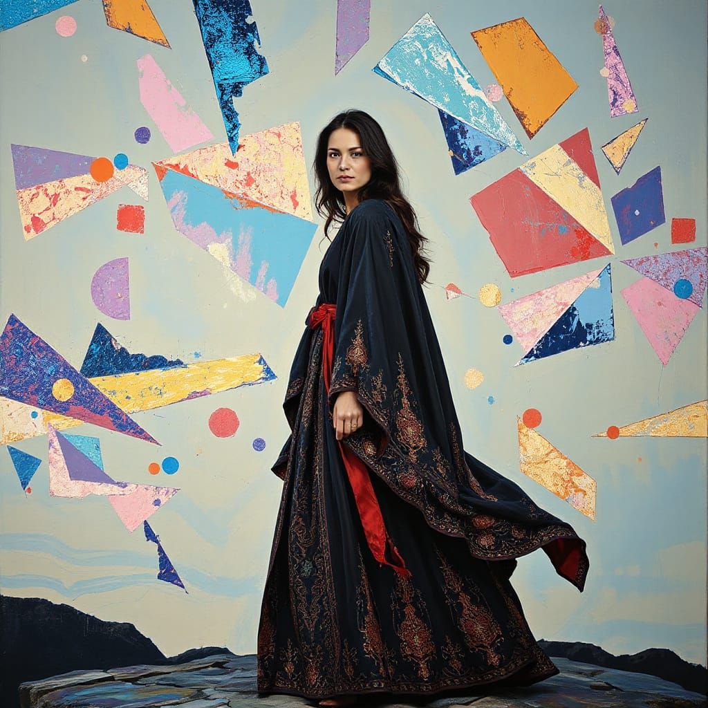 Sorceress in Twilight: Abstract Expressionist Image