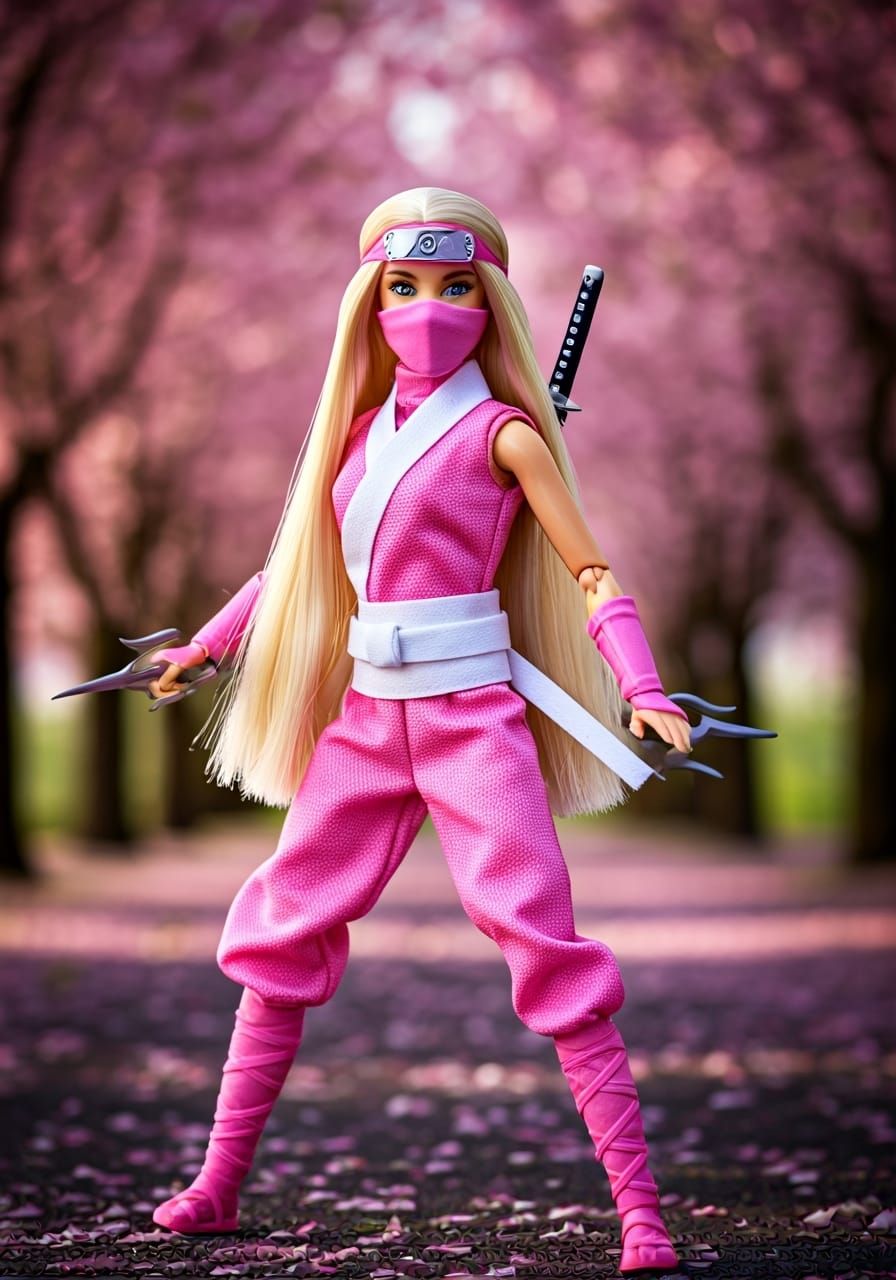 Barbie as Ninja Warrior in Cherry Blossom Garden