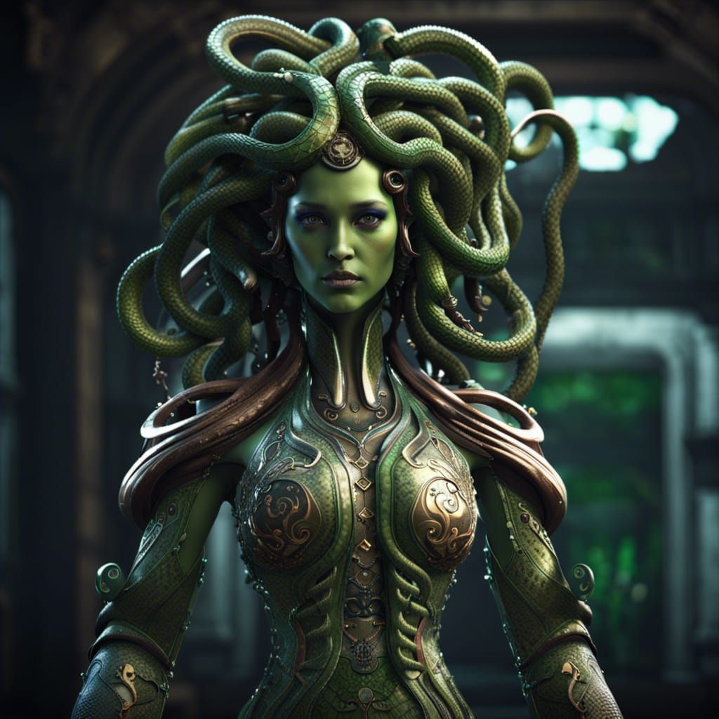 Robotic Medusa with Snakes: 3D Game Cinematic