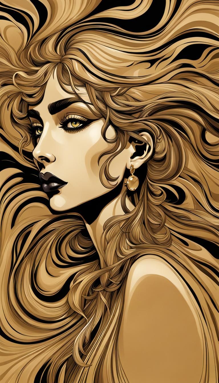 Abstract Obsidian and Beige Art Composition