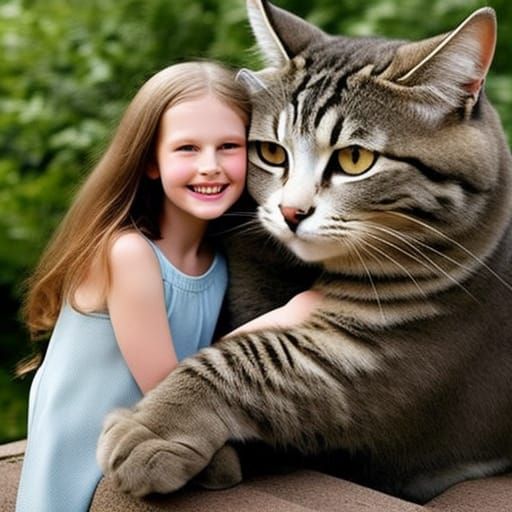 Girl Hugs Giant Kitten: Professional Portrait Photography