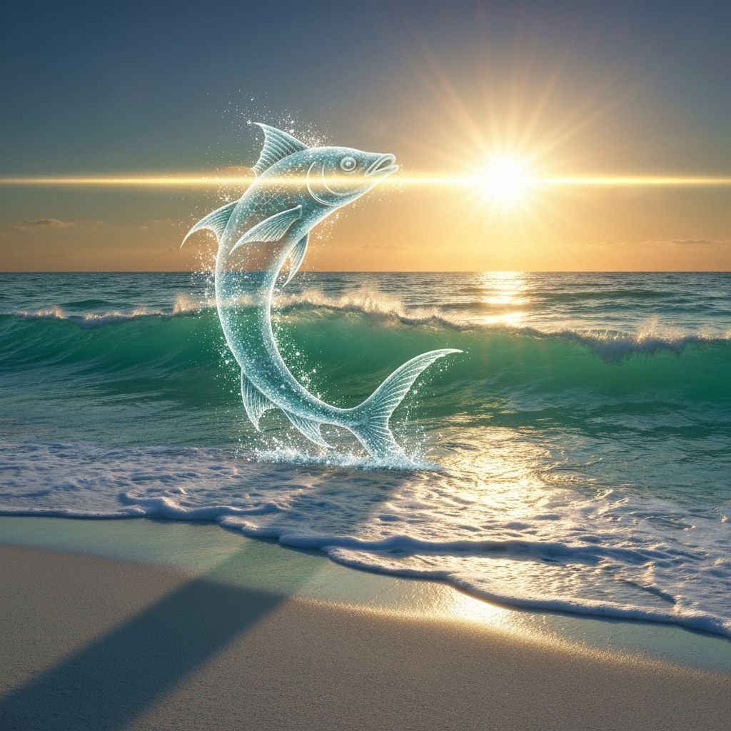 Caribbean Bay at Sunset with Water Dolphin