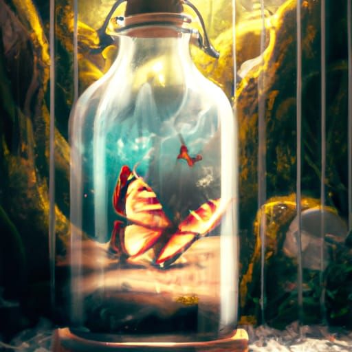 Butterflies in a Bottle: Detailed Fantasy Landscape