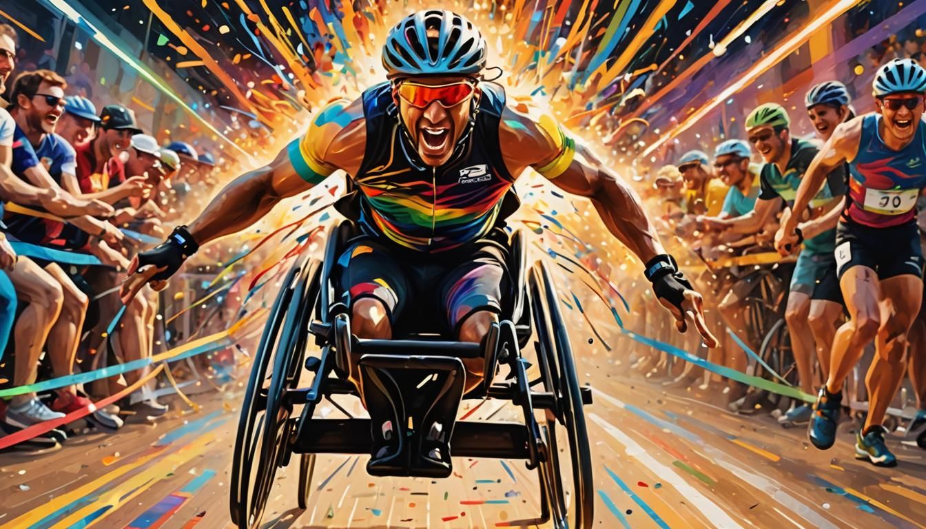 Para-Athlete Victory: Abstract Whirlwind of Light