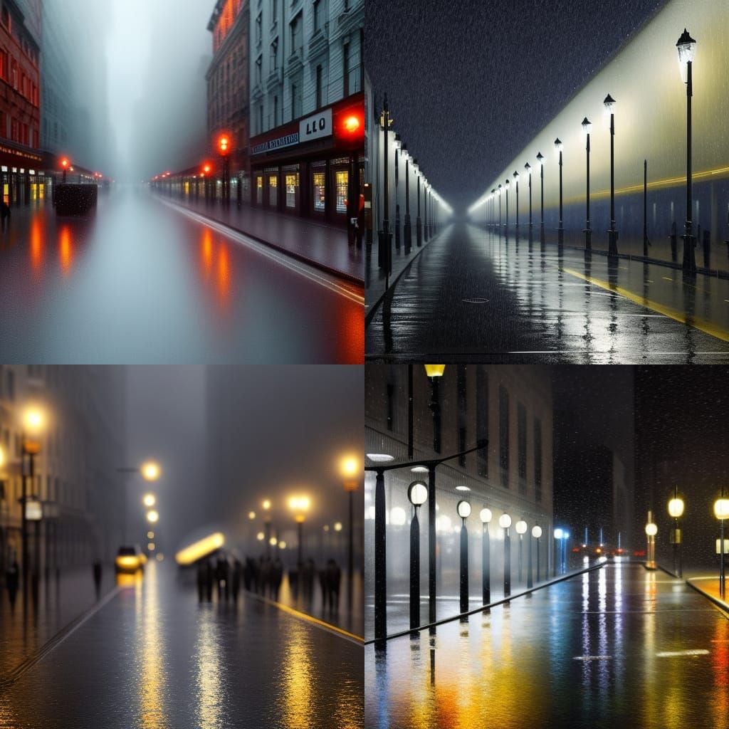 Madrid Rain: A Hyper-Detailed Digital Painting