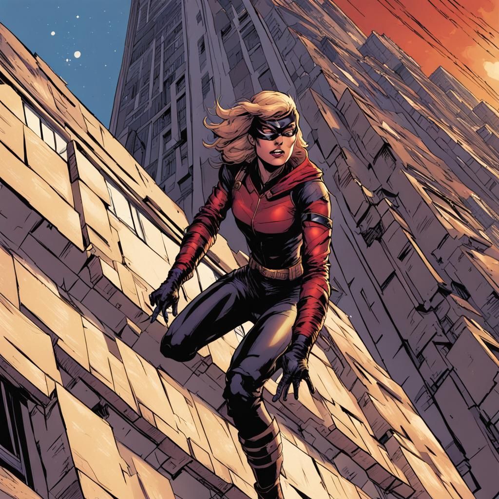 Catwoman-Inspired Heroine Climbs Skyscraper: Comic Book Art