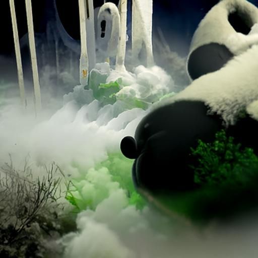 Panda in Misty Night: Detailed Matte Painting