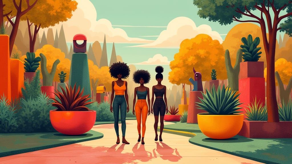 Black Women in a Modernist Constructivist Park