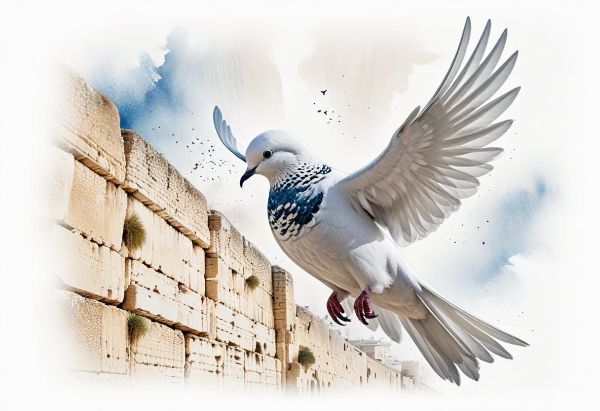 Dove at Western Wall with Crown and Tears
