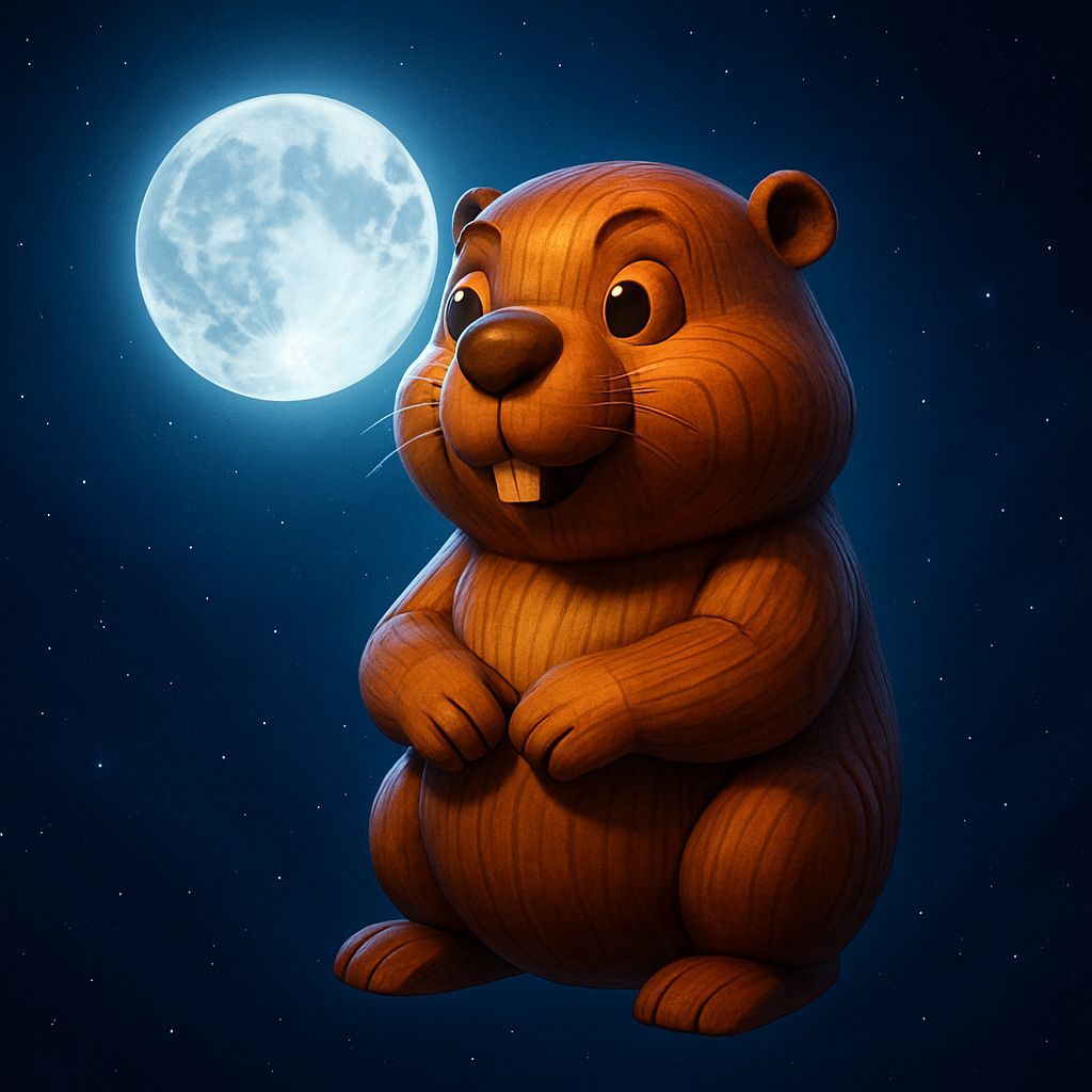 Wooden Gopher in Space: Pixar-Style 3D Digital Art
