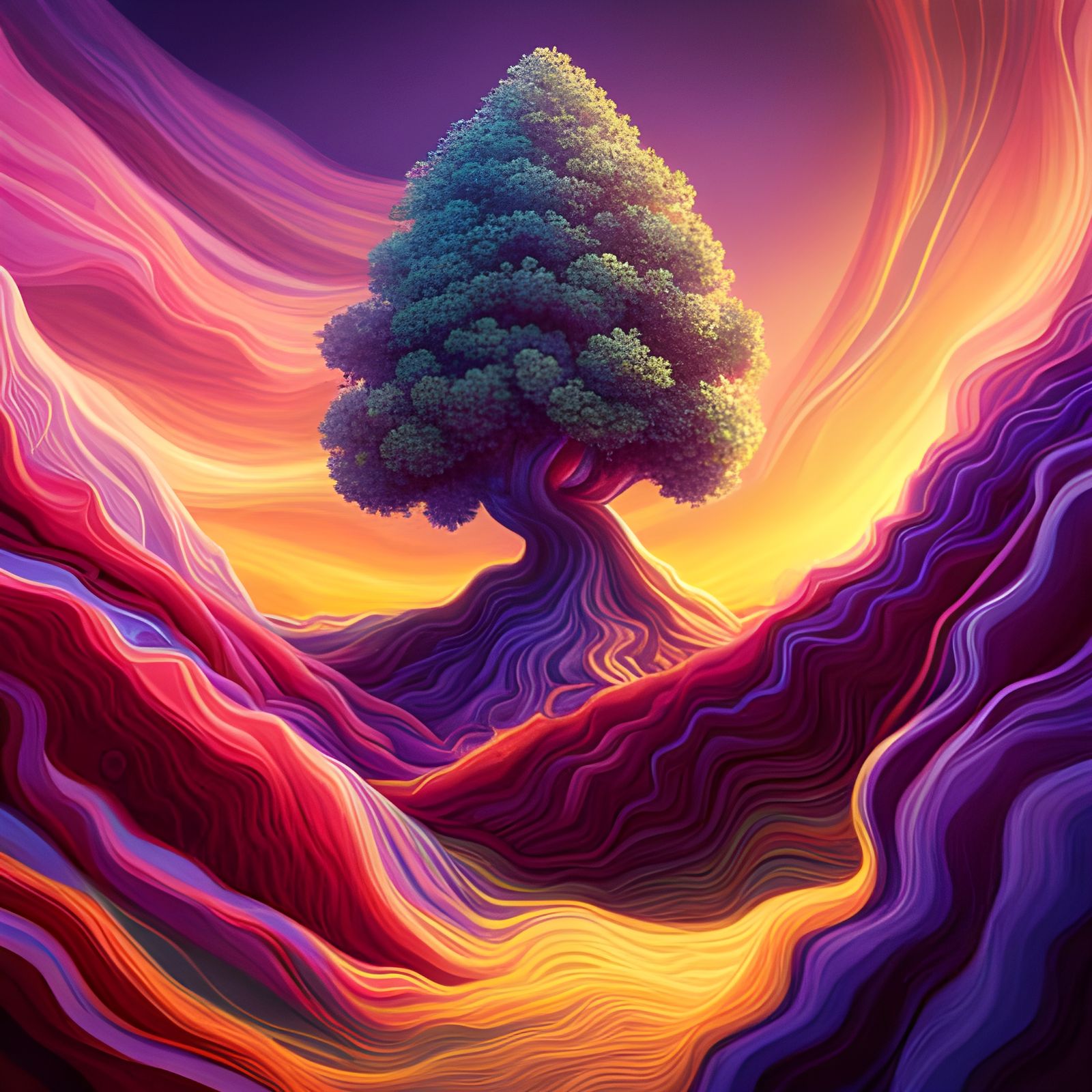 Abstract Landscape in Triadic Colors, 8-bit Art