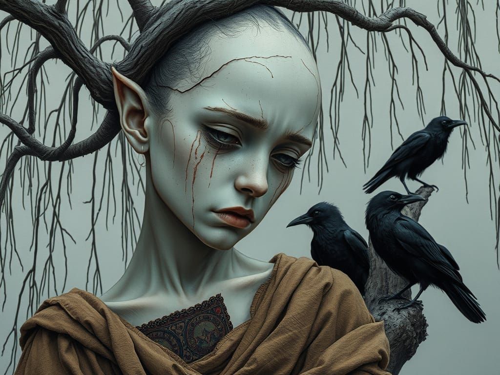 Sorrowful Being in a Desolate Landscape