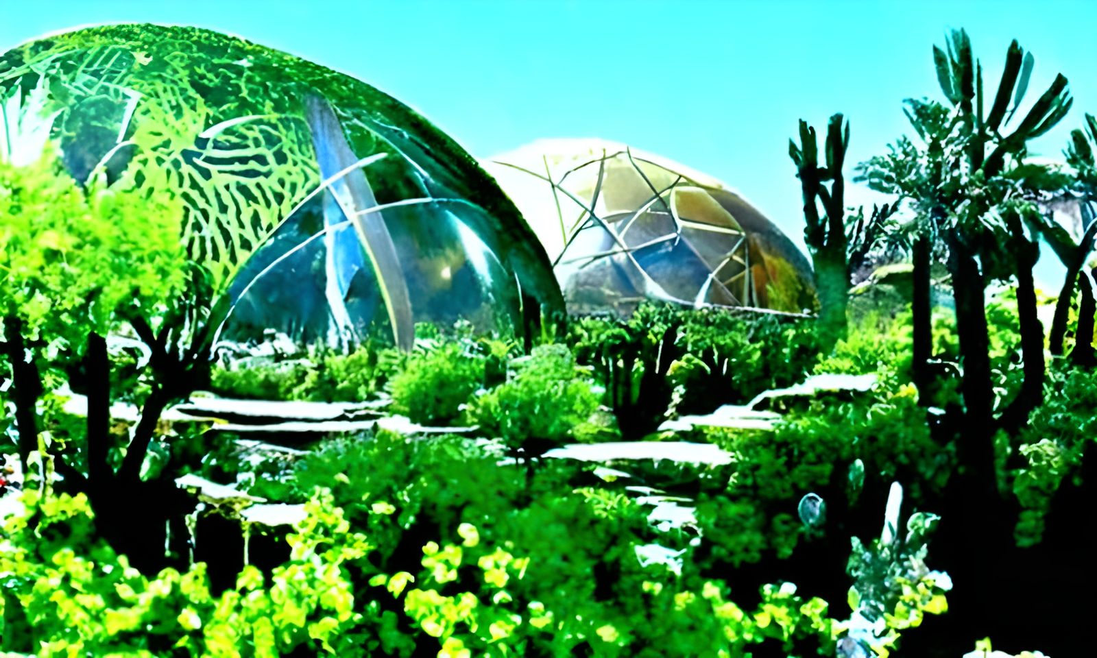 Futuristic Biosphere Oasis: A Solarpunk Vision