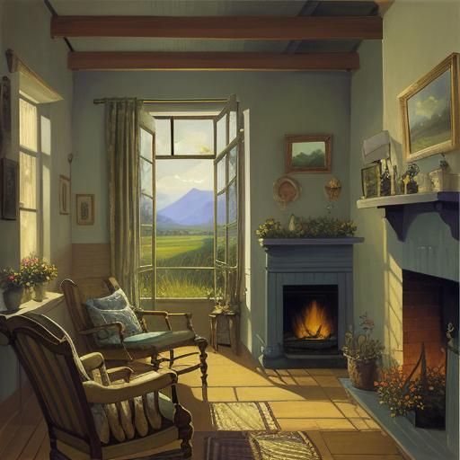 Cat and Butterflies Oil Painting