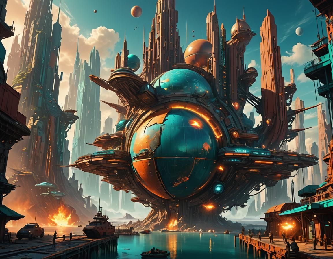 Gravity Anomaly in Futuristic Harbor District