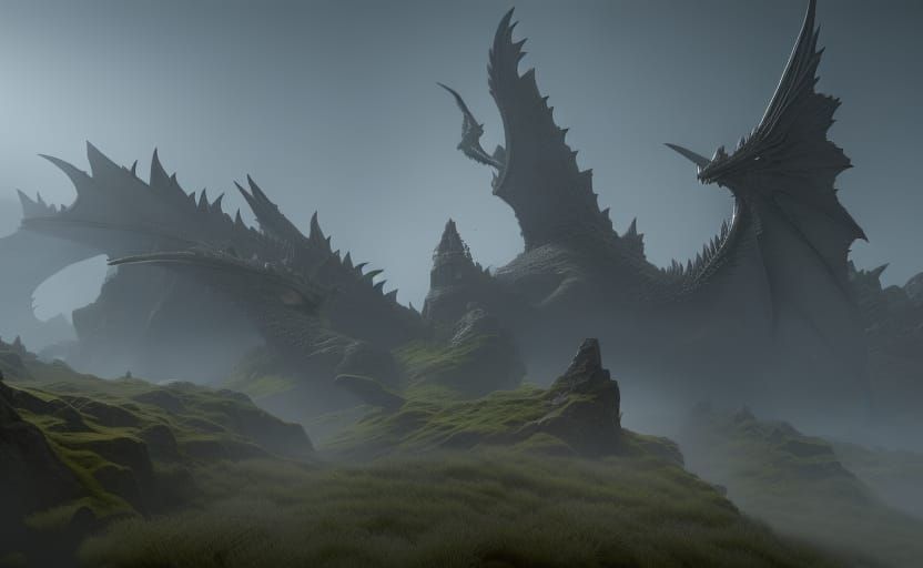 Dragons in Dark Fantasy Style